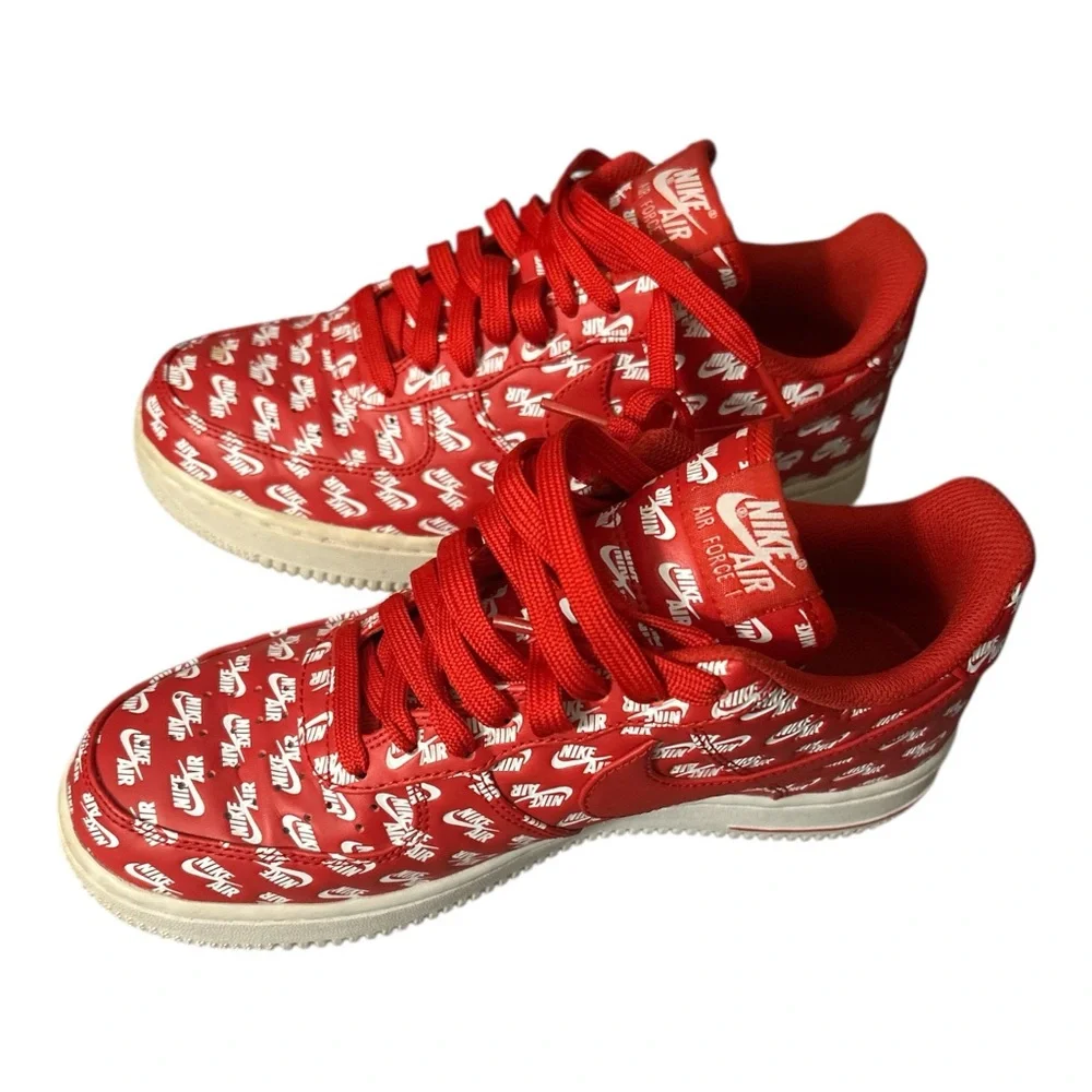 Nike Air Force 1 “All Over Logo” Red/White Sz 7.5